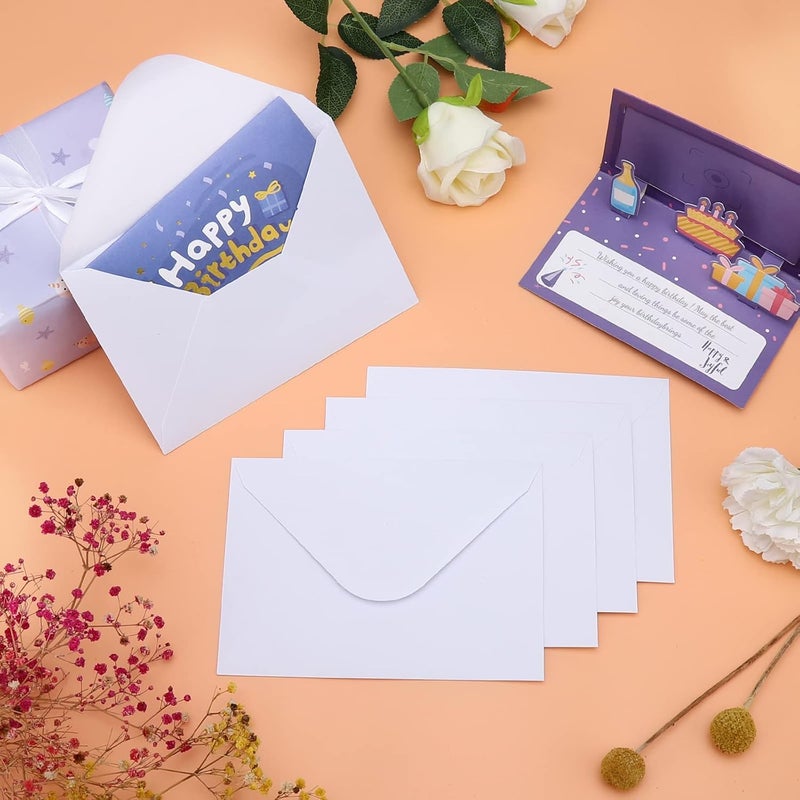 Keketer 100 Pack White 4x6 Envelopes, Contour Flap A4 Envelopes for Engagement Invites, Weddings Invitation, announcements, Baby shower, Perfect for RSVP Card 120gsm, 4.5 x 6.4 Inches - 100% Recycled - Image 2